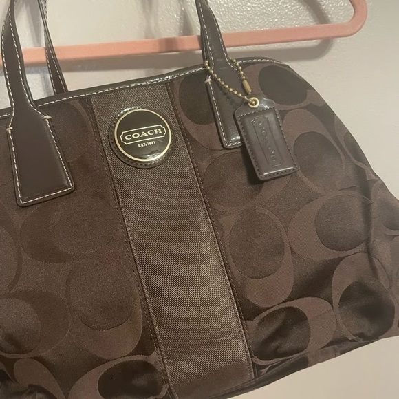 Coach Dark Brown Signature Shoulder Bag - Picture 1 of 3